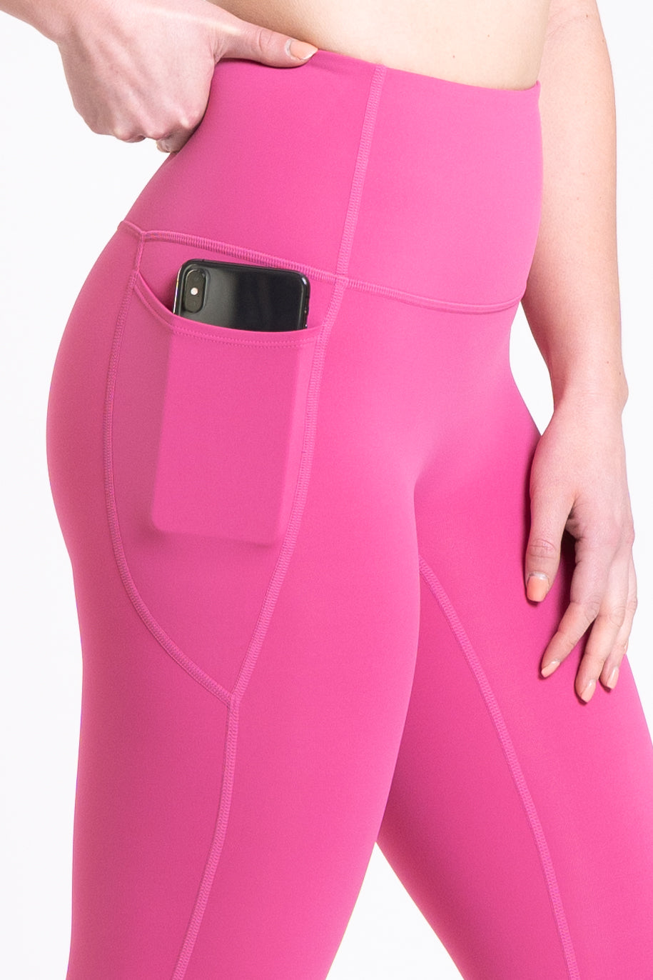 Racer Side Pocket Leggings - Hot Pink