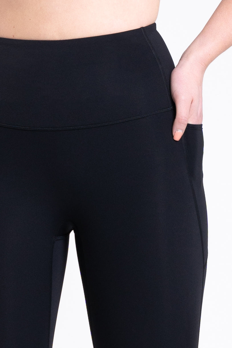 Racer Side Pocket Leggings - Jet Black