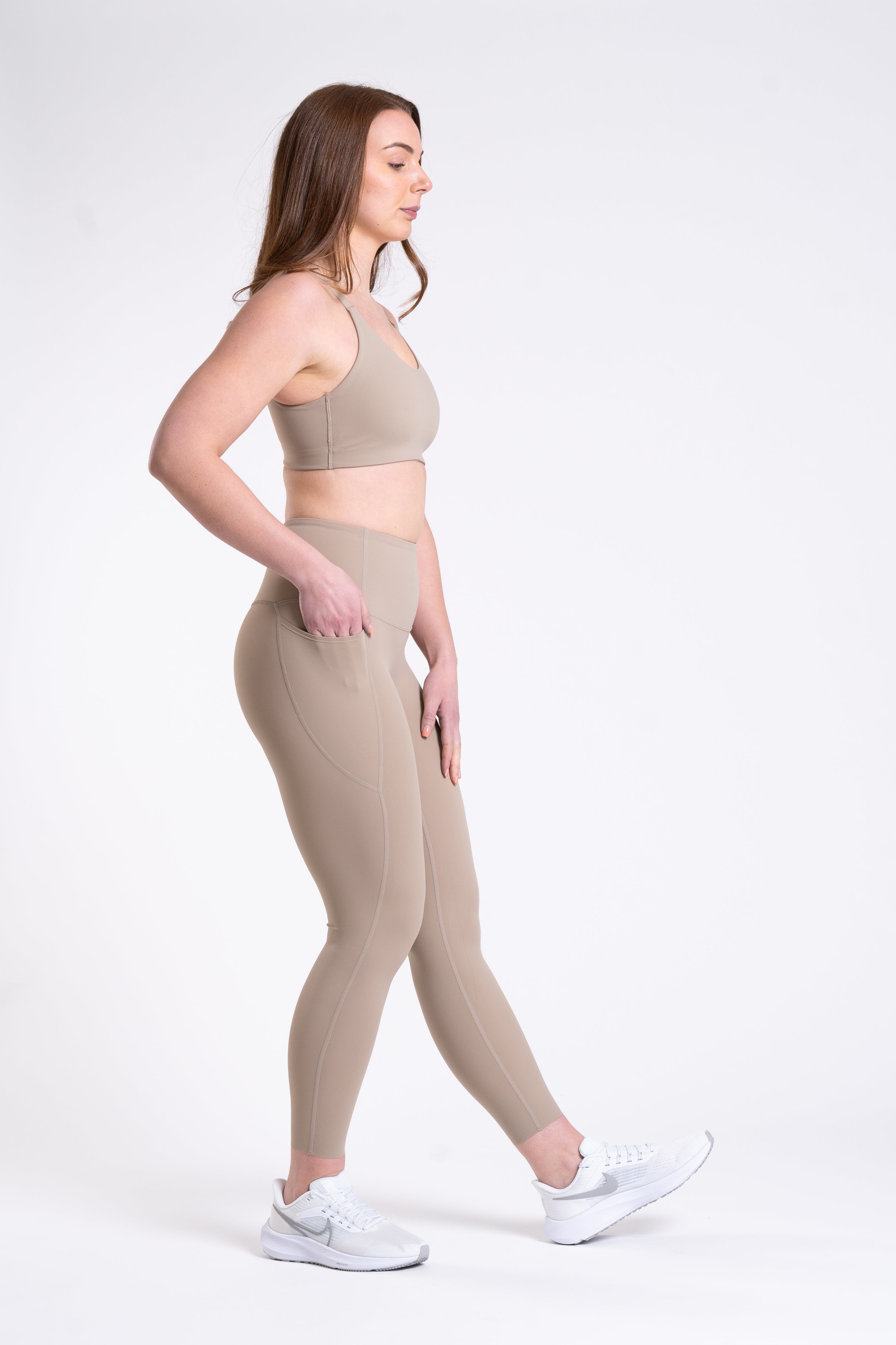 Racer Sports Bra - Sand Brown