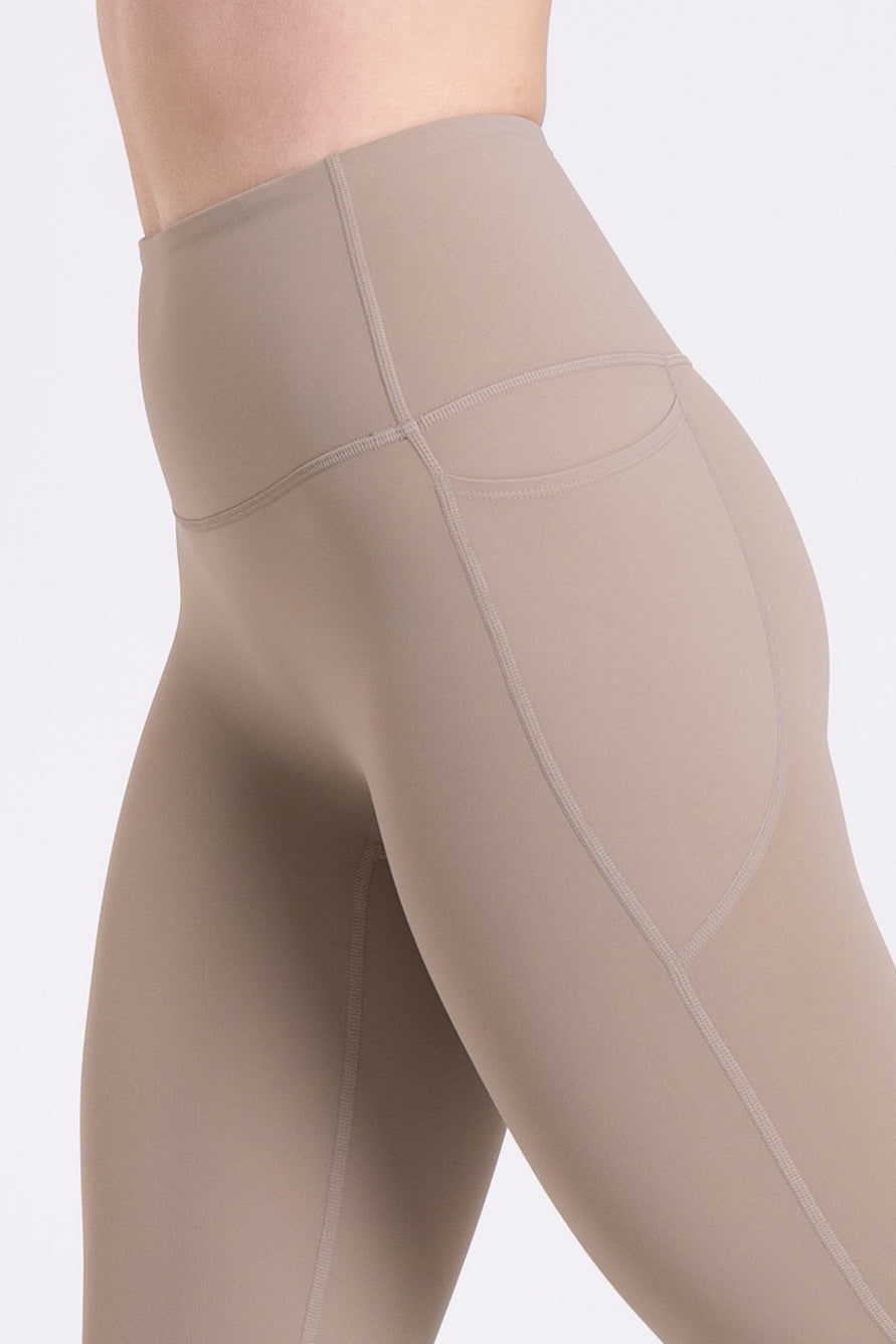 Racer Side Pocket Leggings - Sand Brown