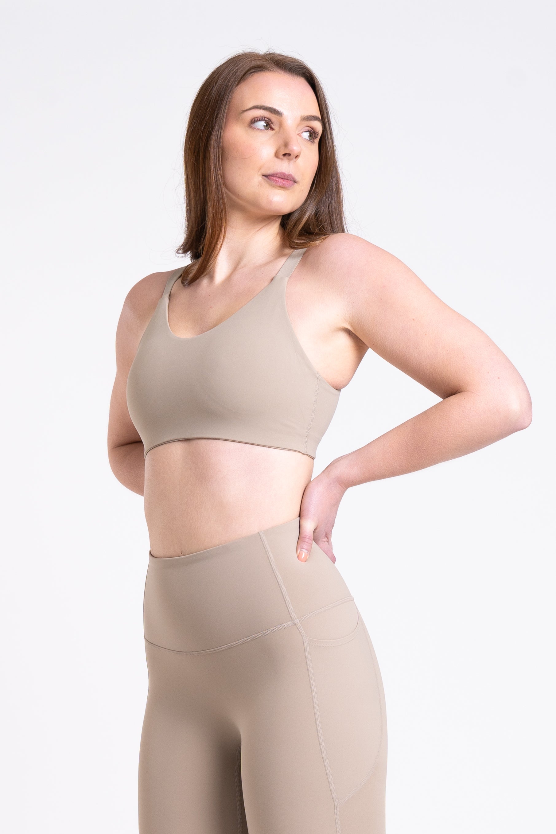 Racer Sports Bra - Sand Brown