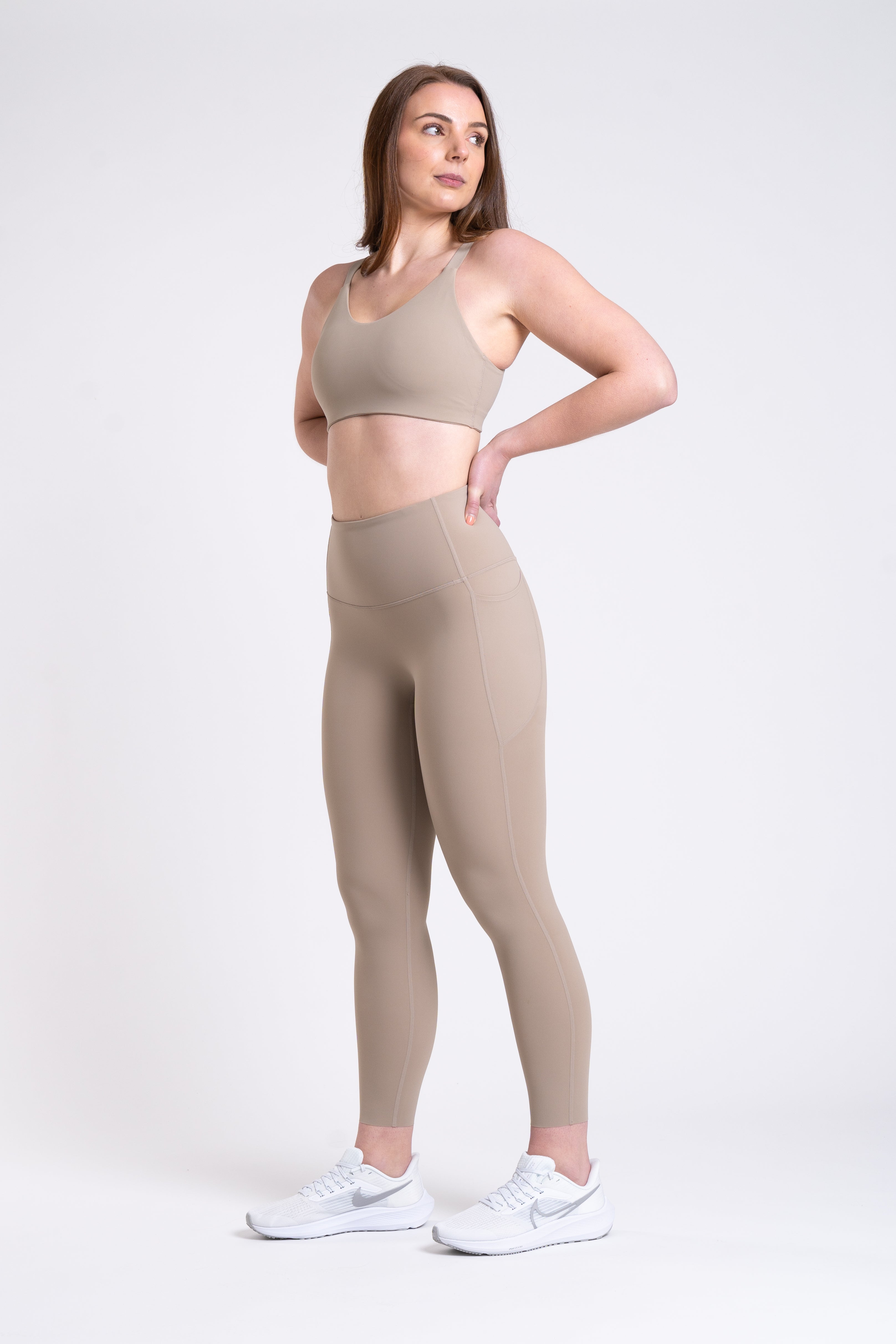 Racer Side Pocket Leggings - Sand Brown