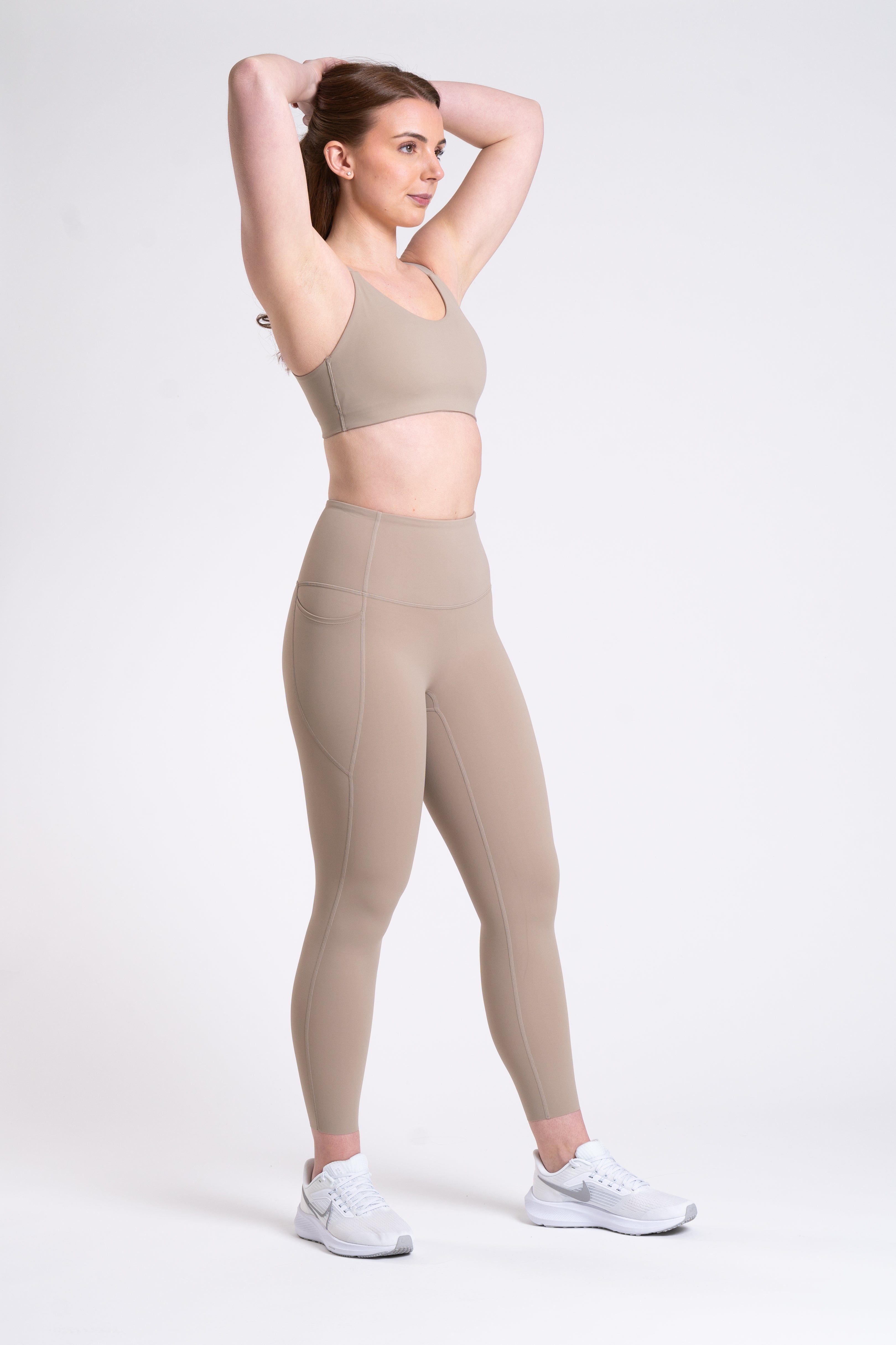 Racer Side Pocket Leggings - Sand Brown