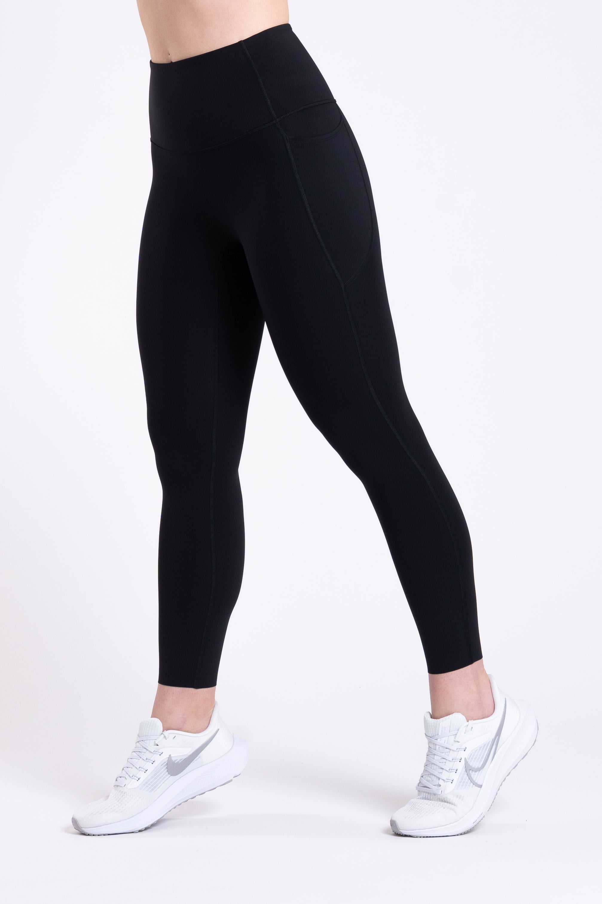 Racer Side Pocket Leggings - Jet Black