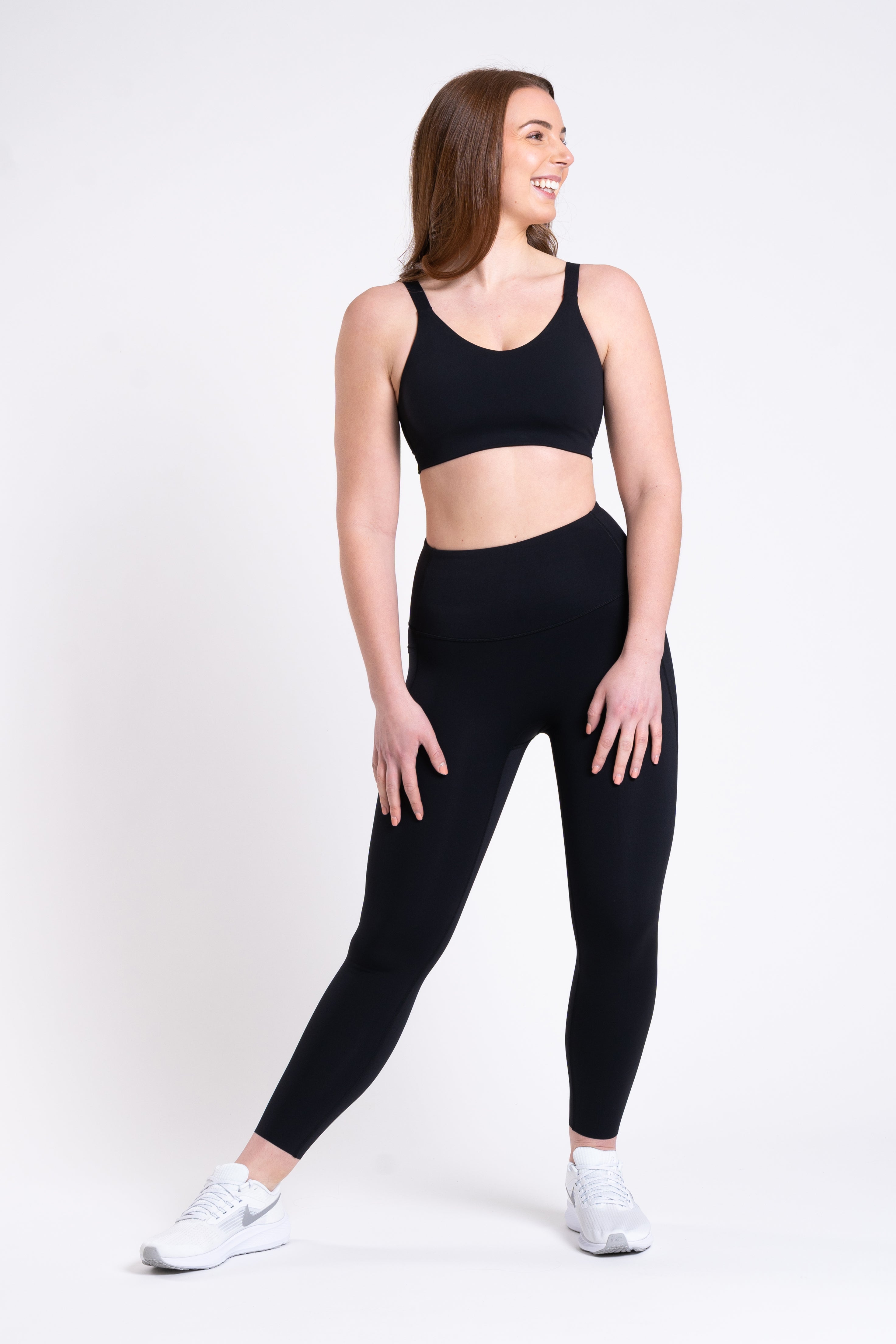 Racer Side Pocket Leggings - Jet Black