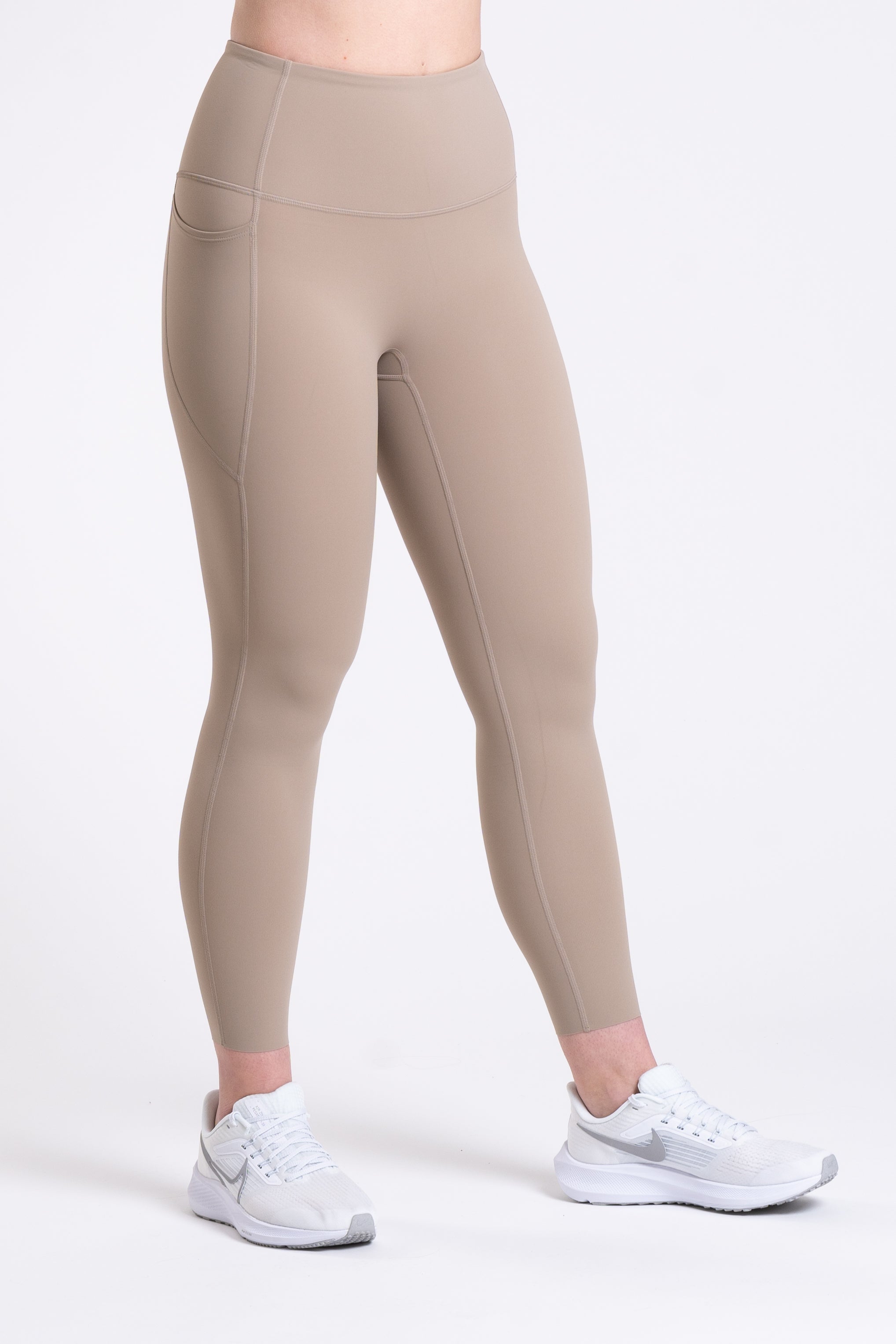 Racer Side Pocket Leggings - Sand Brown