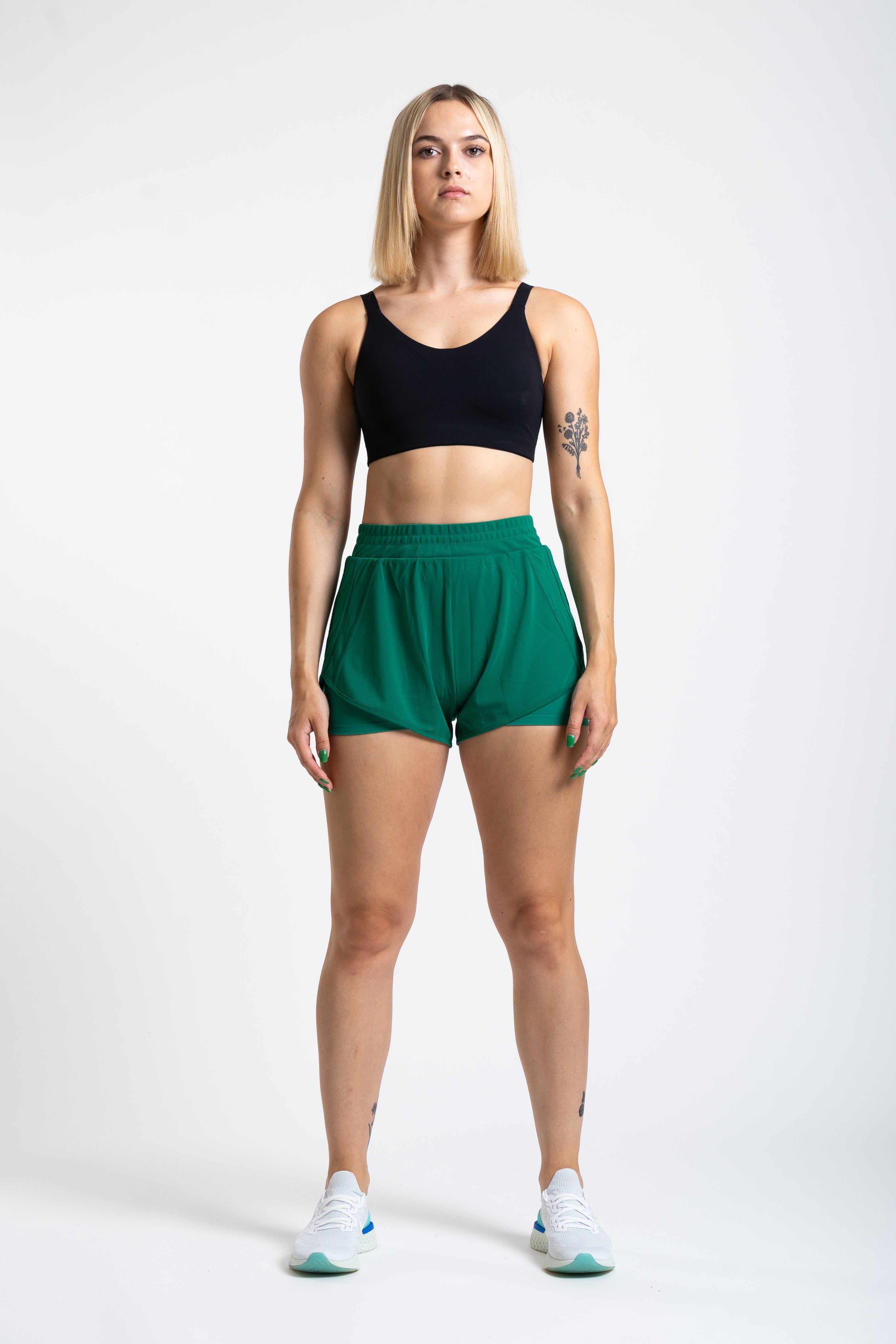 Racer 2 In 1 Shorts - Forest Green