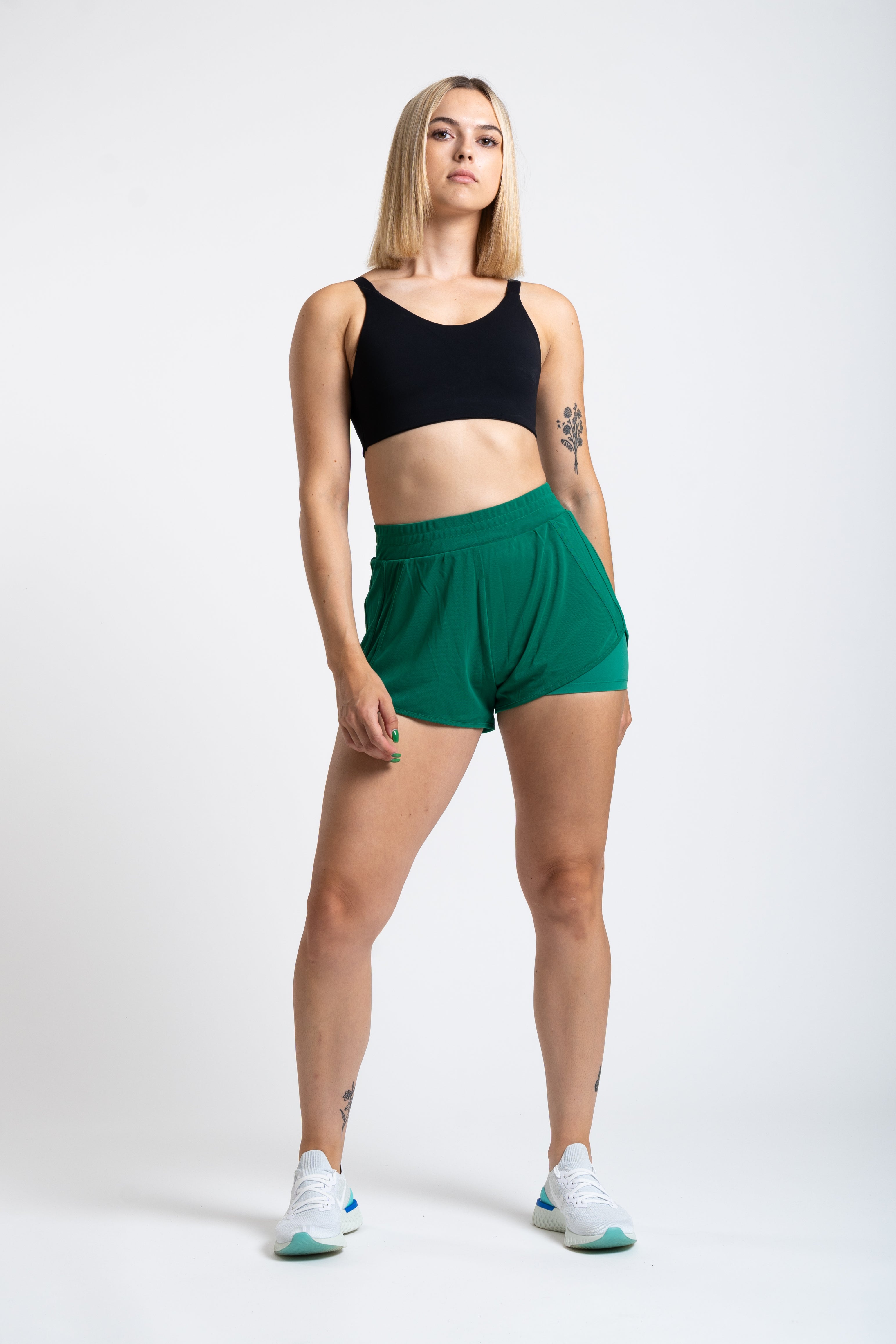 Racer 2 In 1 Shorts - Forest Green